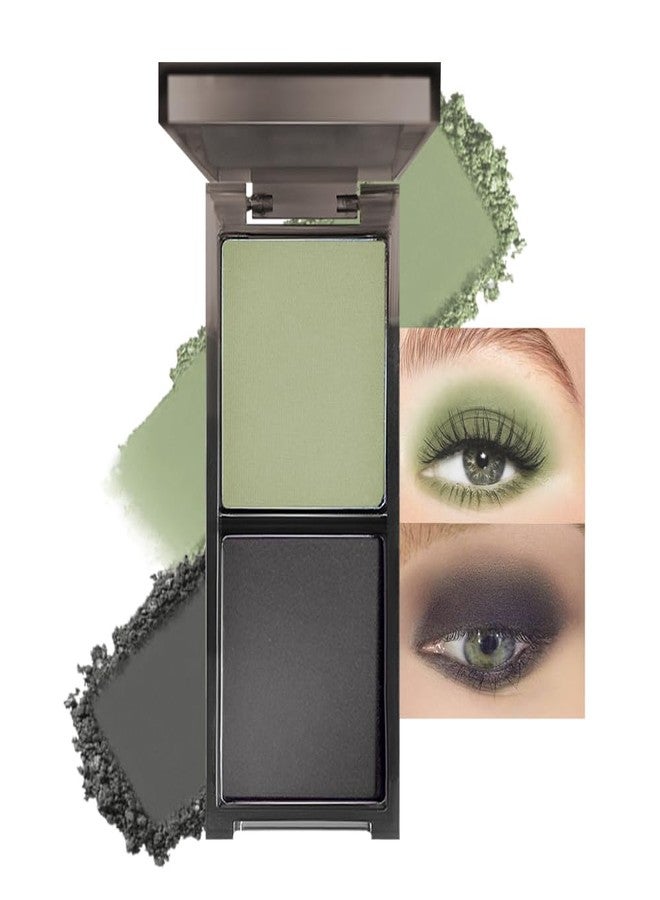 كاكيلا ظلال عيون CAKAILA ثنائية اللون، أخضر وأسود، مطفية ولامعة، بودرة ظلال عيون لامعة، باليت مكياج احترافية مقاومة للماء تدوم طويلاً، سهلة الاستخدام وصغيرة الحجم للسفر - Image 1